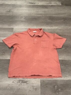 Sunspel Mens Riviera Polo Shirt Size L Pink England Front Pocket James Bond